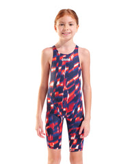 Arena Girls Powerskin ST Next Aqua Gleam limited edition kneesuit in red, white, and blue with sleek design and athletic fit.