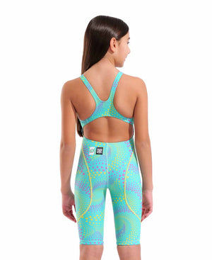 Arena Girls Powerskin ST Next Ltd Edition kneesuit in Fireflow Seaglass with sleek design and high-performance swimwear features.
