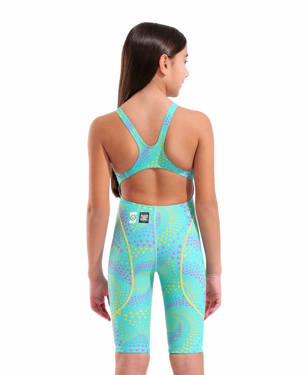 Arena Girls Powerskin ST Next Ltd Edition kneesuit in Fireflow Seaglass with sleek design and high-performance swimwear features.