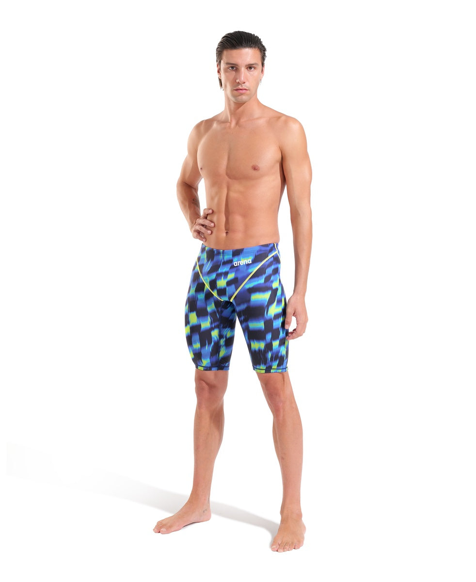 Arena men's Powerskin ST Next Aqua Gleam limited edition jammer, featuring sleek aqua and gleam design for competitive swimming.