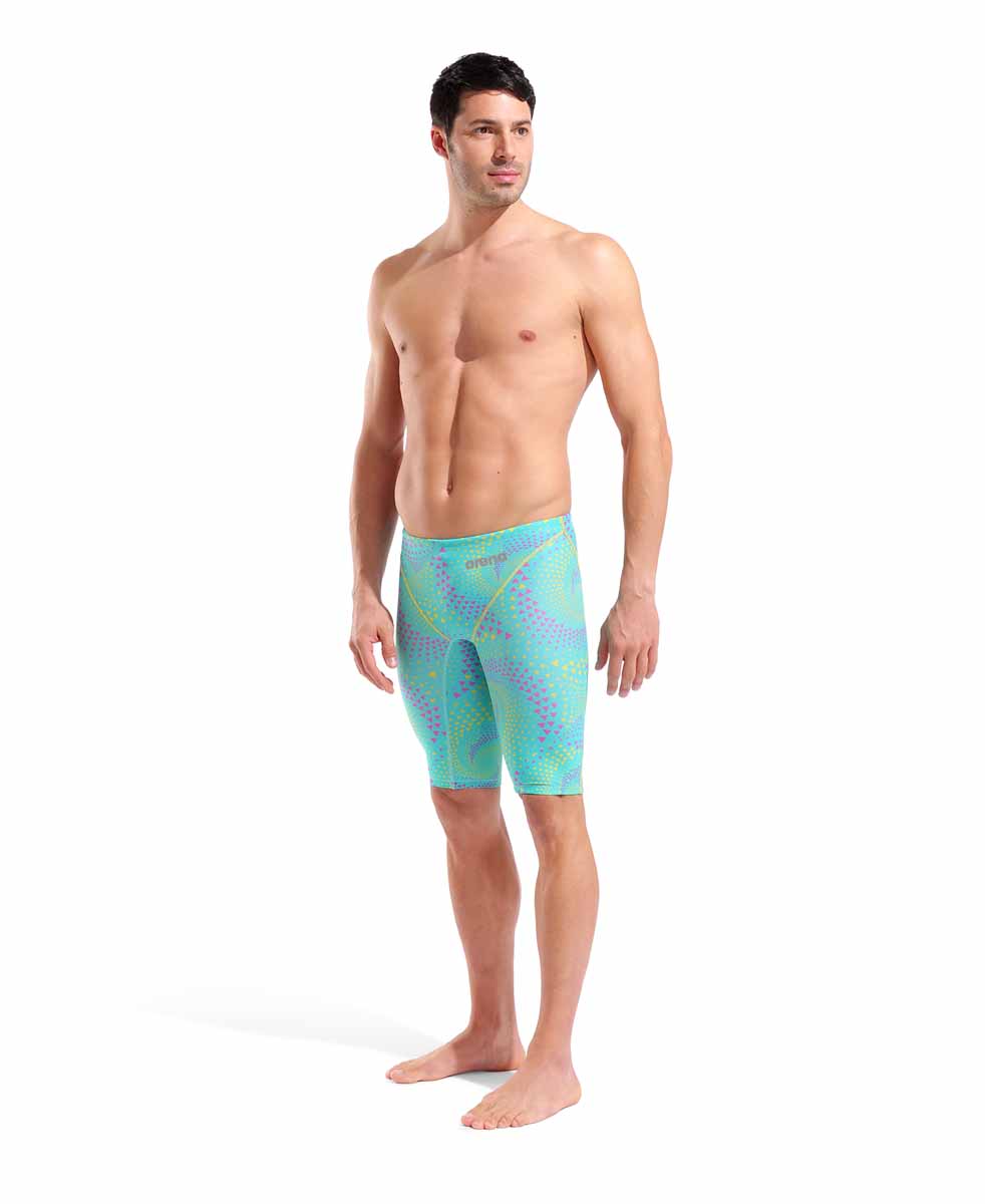Arena men's Powerskin ST Next Ltd Edition jammer in Fireflow Seaglass with sleek, streamlined swimwear design for competitive swimming.