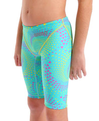 Arena Boys Powerskin ST Next Limited Edition jammer in Fireflow Seaglass, displaying a sleek swim jammer with vibrant color design.