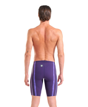 Arena men's Powerskin Primo jammer in midnight blue with chrome accents, designed for competitive swimming performance.