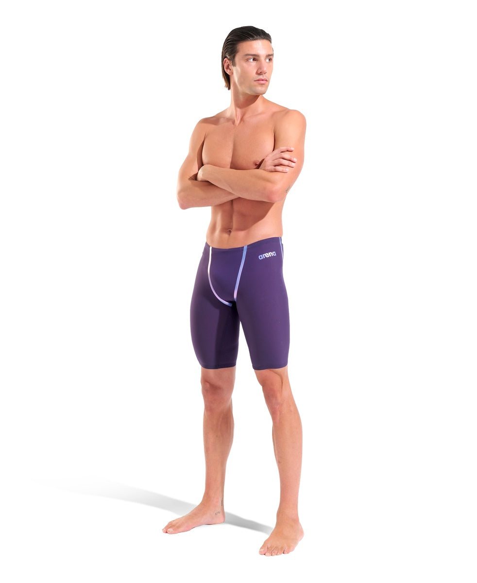 Arena Men's Powerskin Primo Midnight Chrome Limited Edition jammer in midnight blue, showcasing sleek swimwear design.