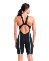 Arena Womens Powerskin Air 3 Open Back Kneesuit - Black/Teal