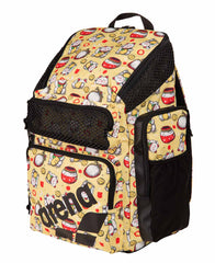 Arena One Go Allover Backpack 45L in Neko design, durable outdoor backpack with multiple compartments and adjustable straps.