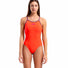 Arena Womens Solid Tie Back Swimsuit - Bright Coral/Plum