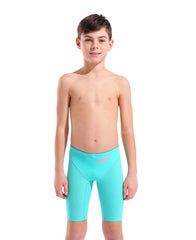 Arena Boys Powerskin Impulso Limited Edition pink jammers with sleek water design, designed for competitive swimming.