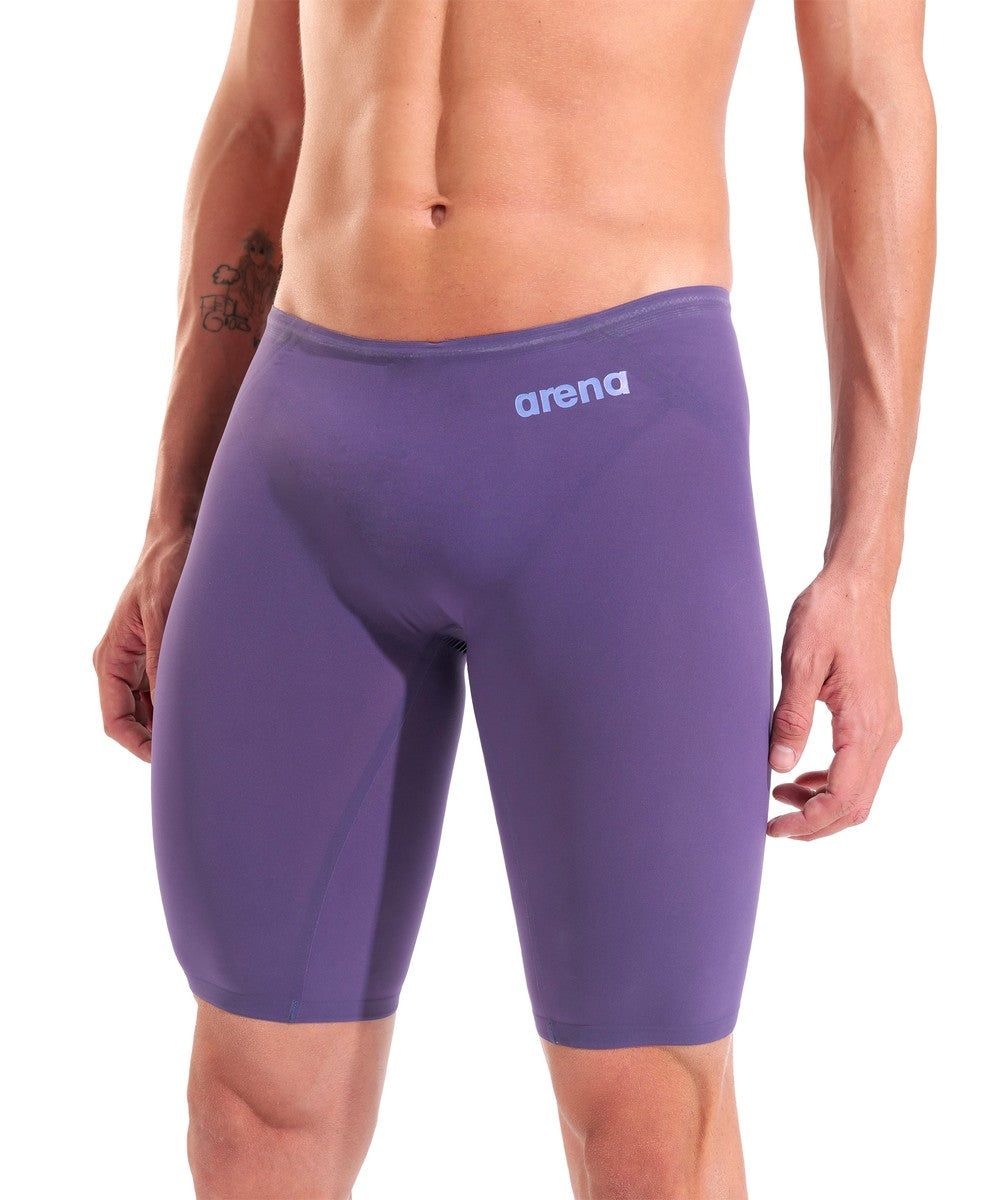 Arena Men’s Powerskin Veloce Midnight Chrome Ltd Edition jammer in sleek midnight blue, designed for competitive swimming.