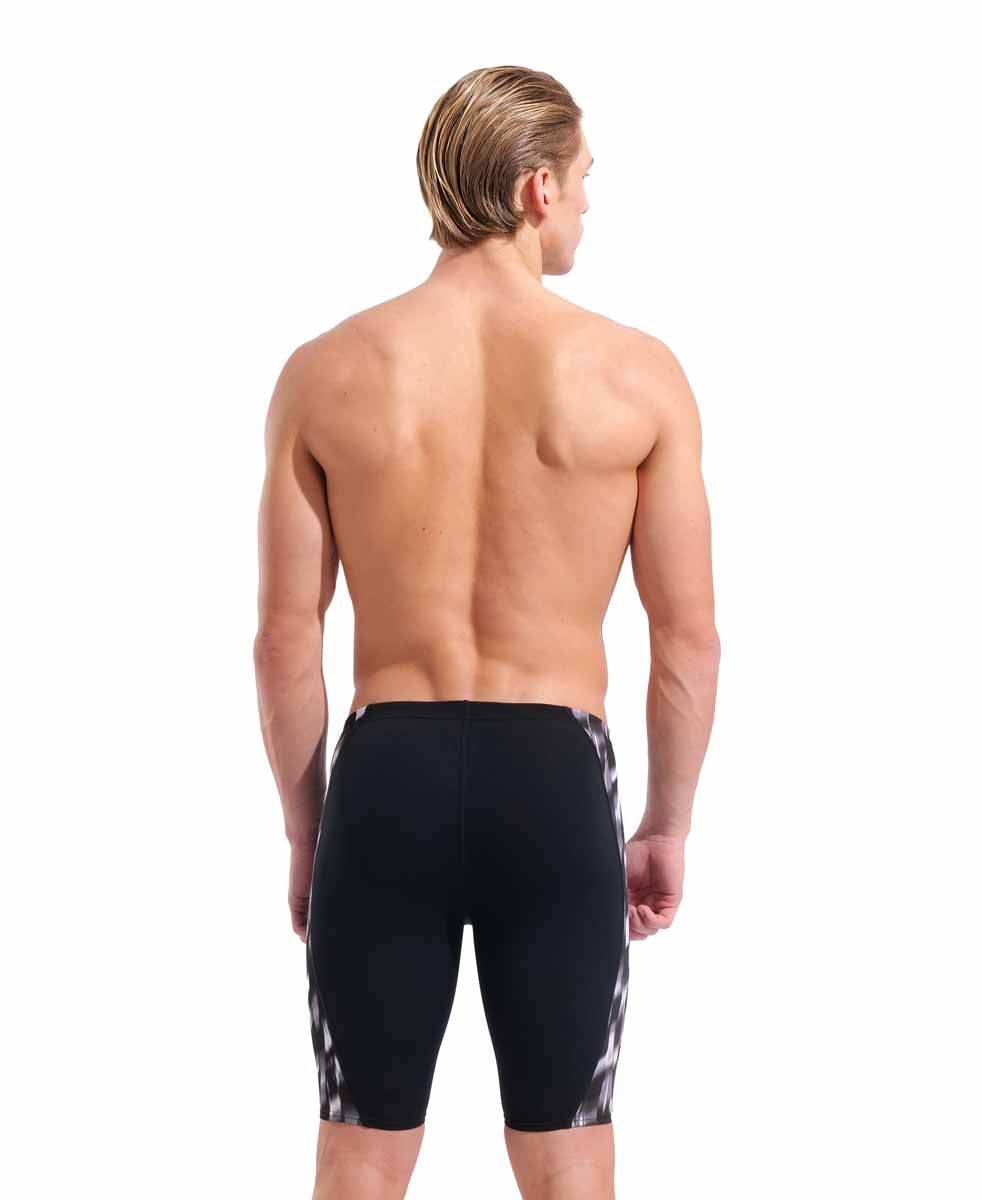 Black Arena men's Wave swim jammer with streamlined fit, designed for competitive swimming and training.