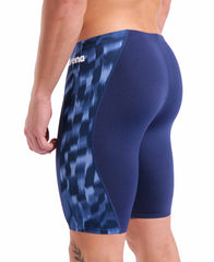 Arena men's Wave swim jammer in navy blue, featuring a sleek fit and sporty design for competitive swimming.