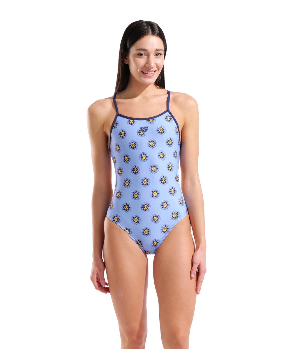 Arena Womens Sunny Tie Back Swimsuit - Turquoise/Multi