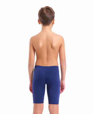 Arena boys' loud swim jammer in navy and multi-color, featuring bold patterns and a snug fit for competitive swimming.