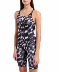 Arena women's Wave full body swimsuit kneesuit in black, featuring a sleek design and comfortable fit for swimming.