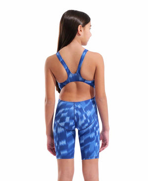 Arena Girls Wave Full Body Swimsuit kneesuit in Team Royal, featuring a sleek design perfect for competitive swimming.