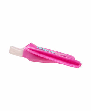 Arena Powerfin Pro Flex shimmered pink fins for swimming, featuring flexible design and sleek appearance for enhanced aquatic performance.