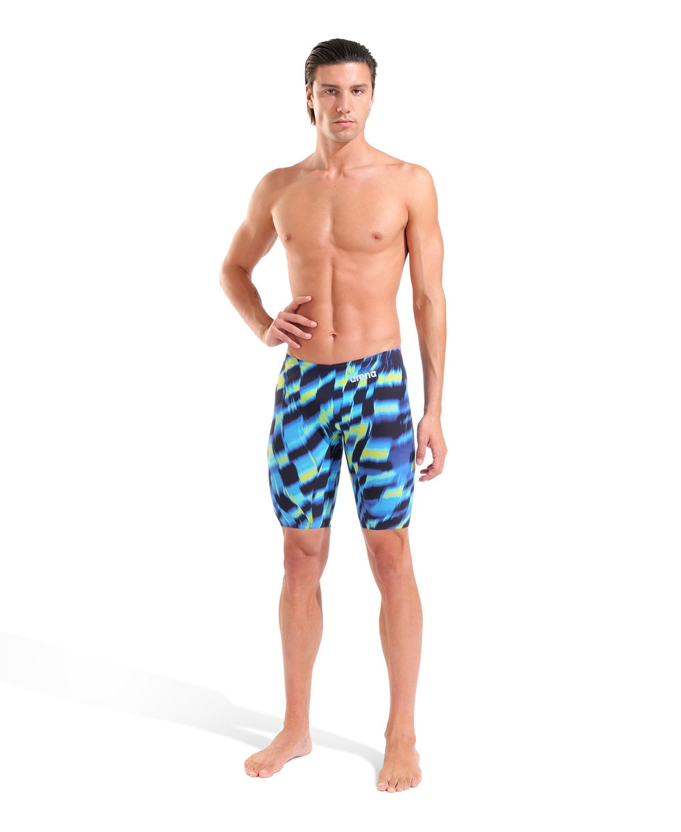Arena men's Powerskin Air3 Aqua Gleam limited edition swim jammer in Aqua and Gleam with sleek, performance-enhancing design.