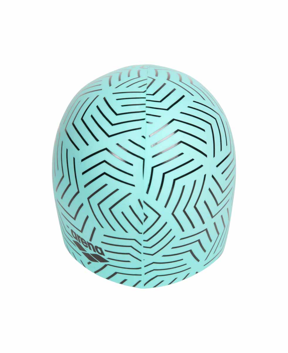Arena Print 2 Cap Ltd Edition swim hat featuring water maze design, made for competitive and recreational swimming.