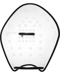 TYR Catalyst Stroke Training Paddle in clear with ergonomic handle and paddle surface for swim training and stroke improvement