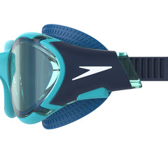 Speedo Biofuse 2.0 swimming goggles in coastal teal and jade with adjustable straps and clear lenses.