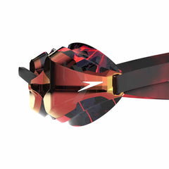 Speedo Fastskin Speedsocket 2.0 mirrored goggles with splatter smoke and crimson gold mirror lenses, designed for competitive swimming.