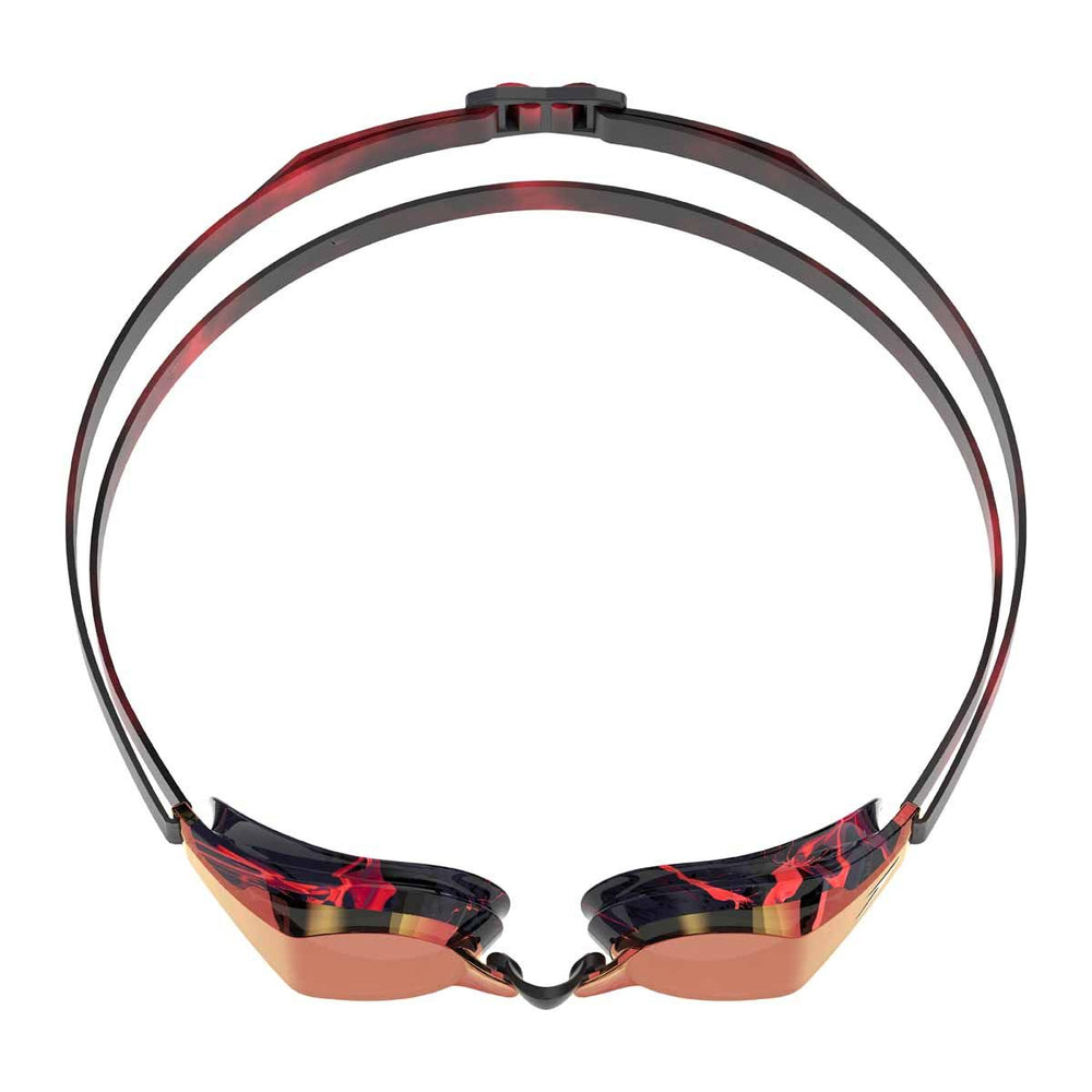 Speedo Fastskin Speedsocket 2.0 mirrored limited edition swimming goggles with splatter, smoke, and crimson gold mirror lenses.