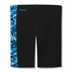 Speedo boys' print panel jammer in anthracite and hyper teal, featuring colorful design and snug fit for swimming.