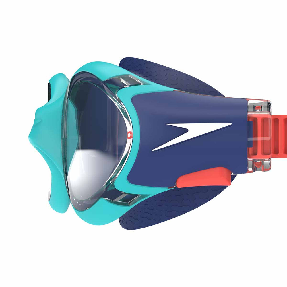 Speedo Junior Biofuse 2.0 goggles in Aqua Breeze and clear with adjustable strap and tinted lenses for swimming.