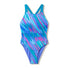 Speedo Girls Print Powerback Swimsuit - Moonlight Lavender/Hyper Teal