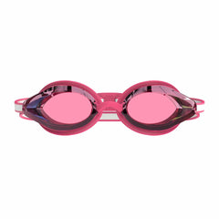 Speedo Women's Vanquisher 3.0 mirrored goggles in Margarita Pink, Ablaze, and Punch with reflective lenses for swimming.