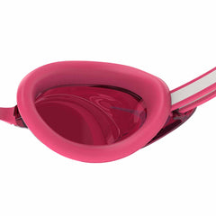 Speedo Women's Vanquisher 3.0 mirrored goggles in Margarita Pink, Ablaze, and Punch with reflective lenses for swimming.