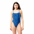 Speedo Womens Printed Web Back Swimsuit - Brushy Stripes-Calm Cobalt