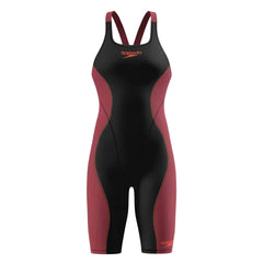 Speedo Girls Fastskin HyperSpark Solid Openback Kneeskin - Black/Regal Red Ml