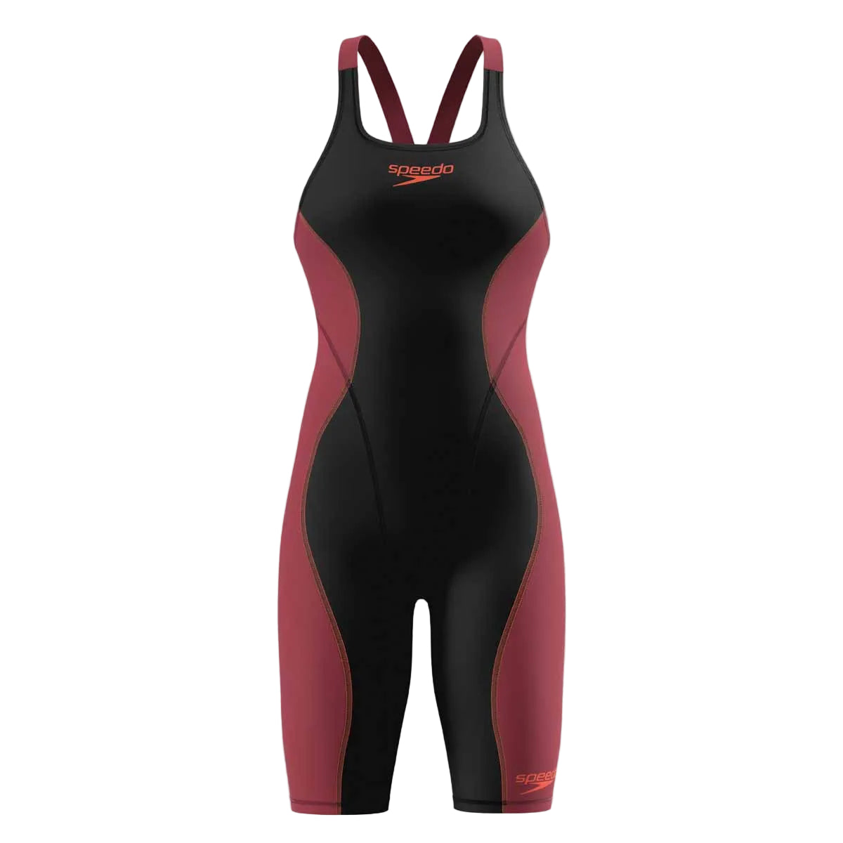 Speedo Womens Fastskin HyperSpark Solid Openback Kneeskin - Black/Regal Red Ml