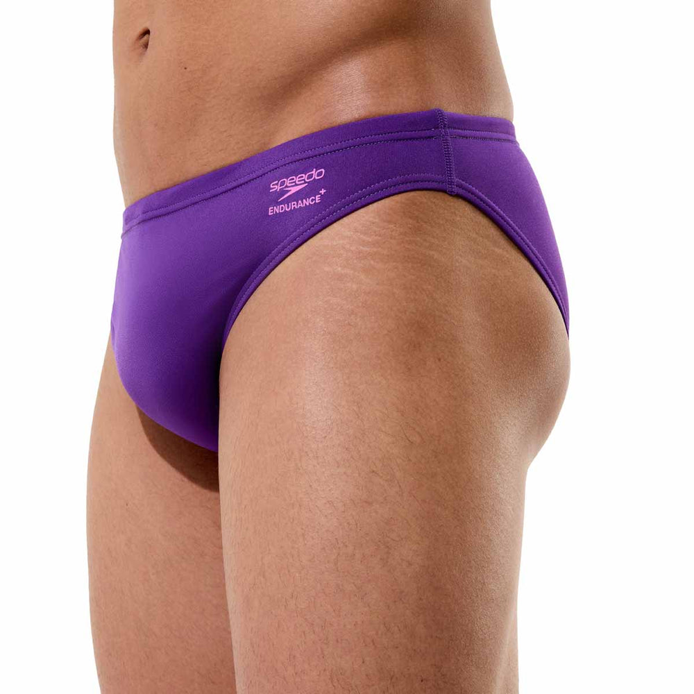 Speedo men's solid brief in grape soda color, featuring a snug fit and classic design, perfect for swimming and water activities.