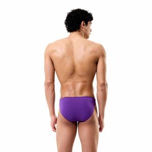 Speedo men's solid brief in grape soda color, featuring a snug fit and classic design, ideal for swimming or beachwear.