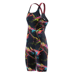 Speedo Girls Fastskin HyperSpark Printed Openback Kneeskin - Electric Strata Ml