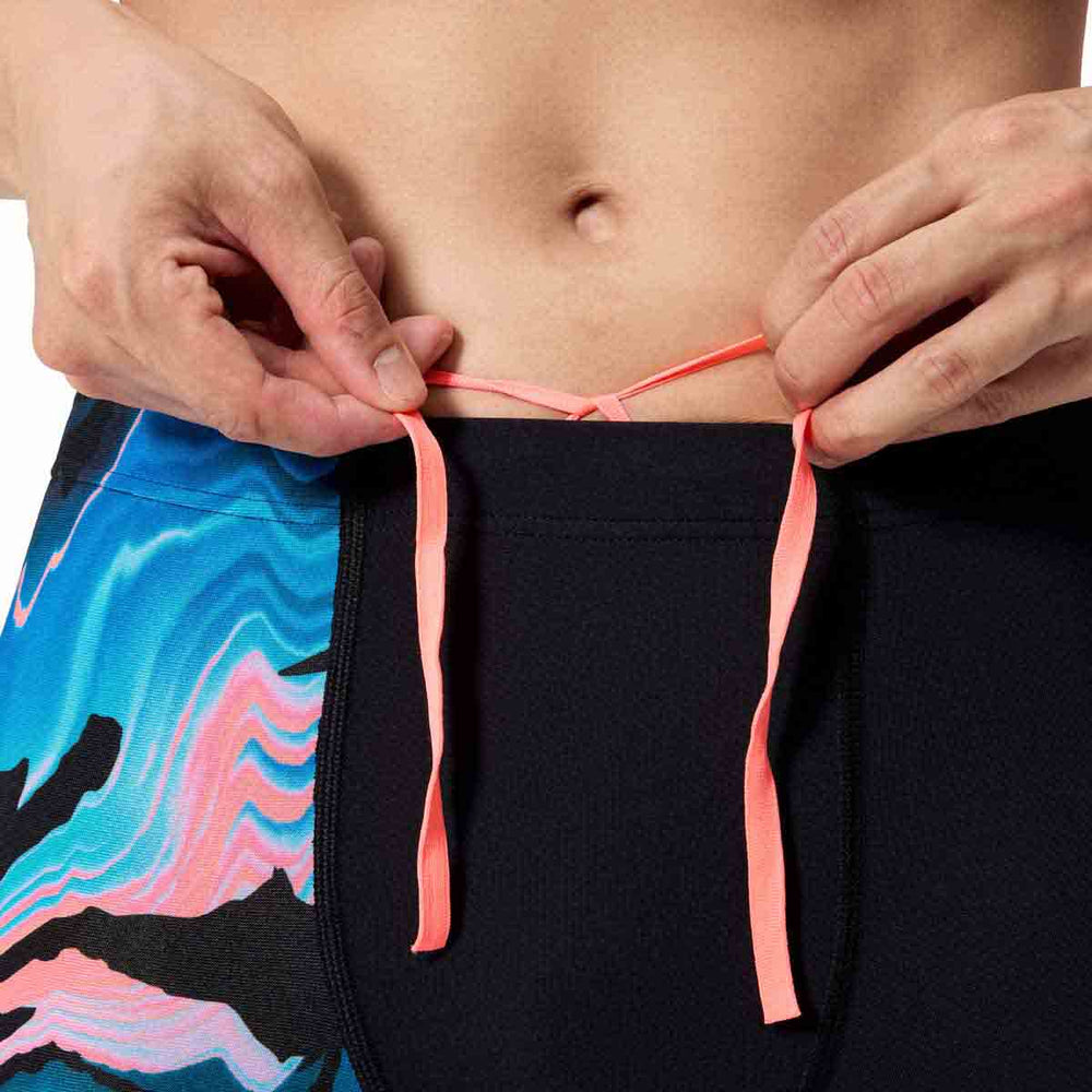 Speedo men's jammer swimsuit with canyon ombre and black print, featuring a sleek, fitted design for competitive swimming.