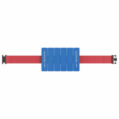 Speedo aquatic fitness belt in blue and red with adjustable straps, designed for water exercise and aquatic training.