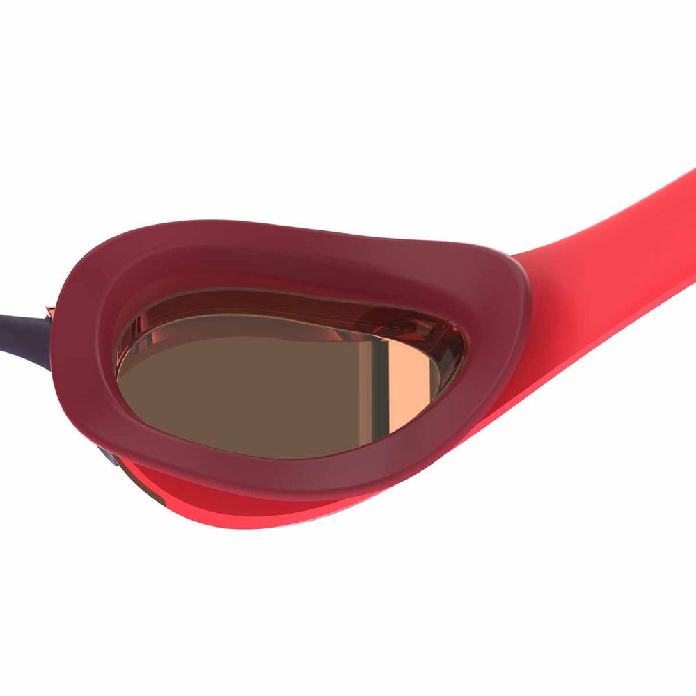 Speedo Fastskin Pure Focus mirrored swimming goggles in regal red with smoke lenses, designed for a secure fit and clear vision.
