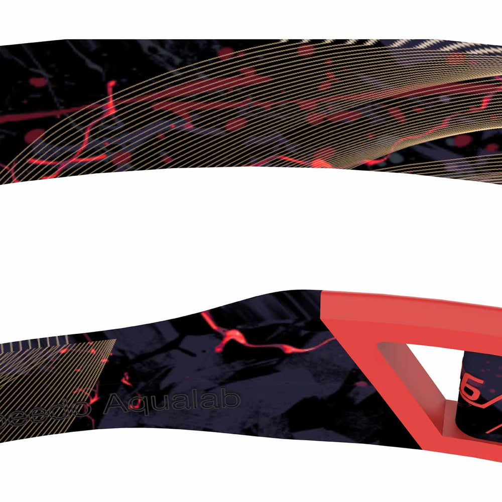 Speedo Fastskin Hyper Elite mirrored swimming goggles in autumn red, smoke, and crimson royal with tinted lenses.