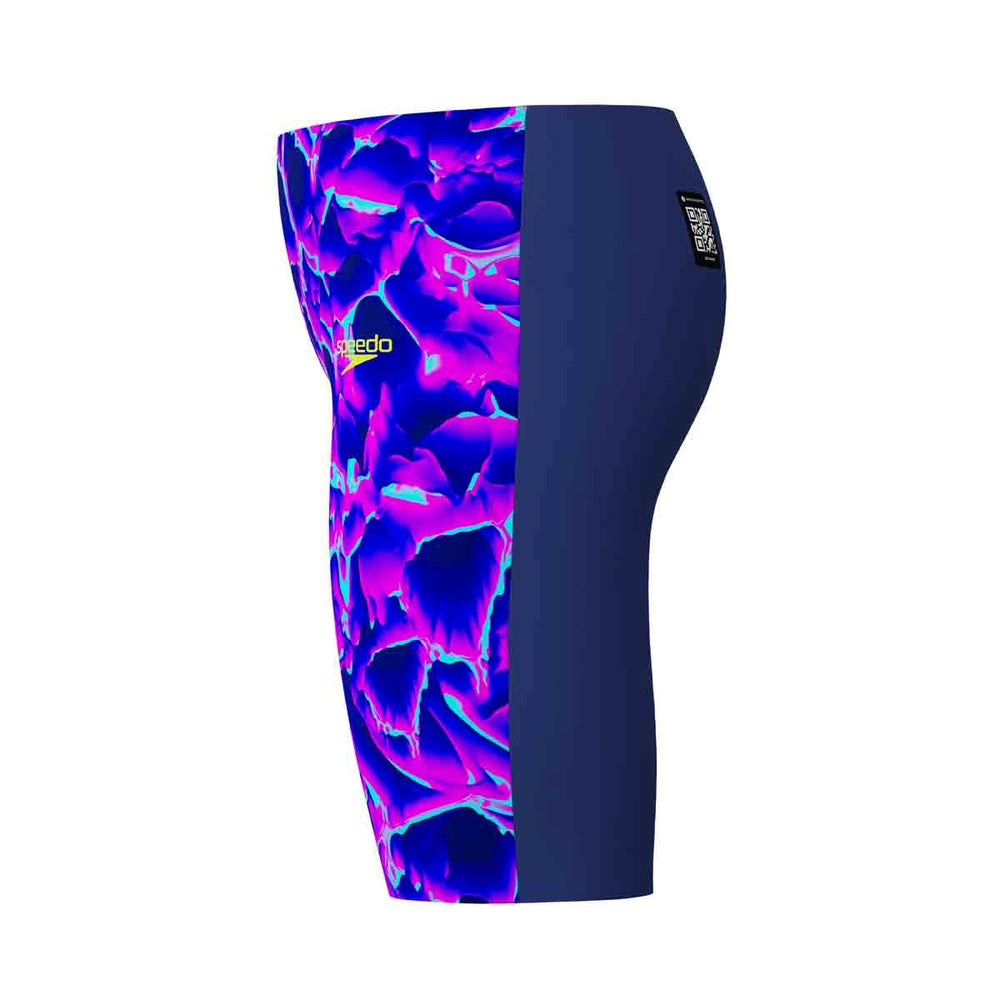 Speedo Fastskin Junior Endurance+ Max high-waisted jammers in Cave Current and Neon Jelly, featuring a sleek, sporty design.