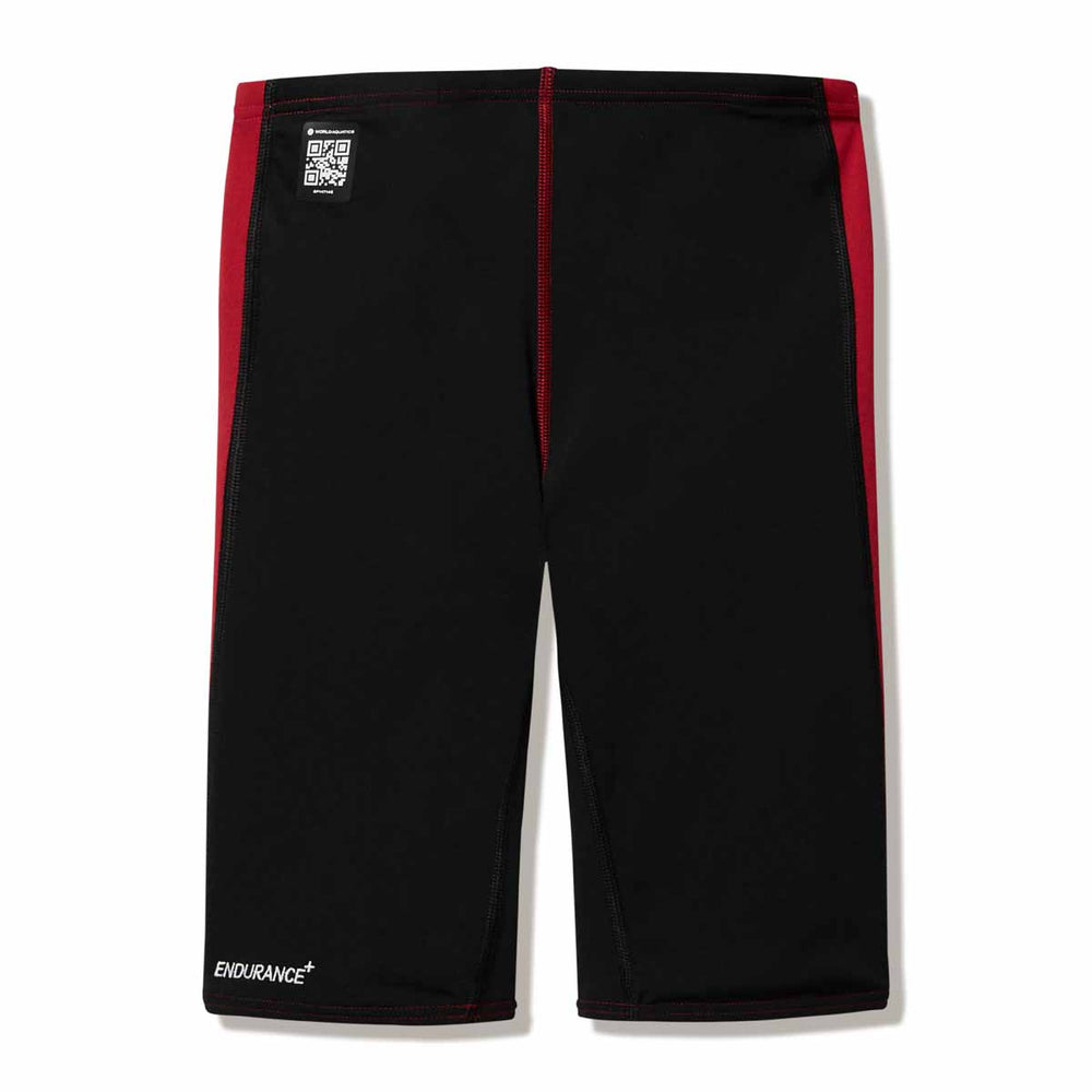 Speedo Boys Fastskin Junior Endurance+ Max high-waisted jammer in regal red and black, designed for competitive swimming.
