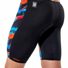 Speedo boys' Fastskin Junior Endurance+ Max high waisted jammers in Shock and Black, shown in front view with sleek design.