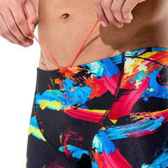 Speedo Boys Fastskin Junior Endurance+ Max high waisted jammers in Shock and Black color, designed for competitive swimming.
