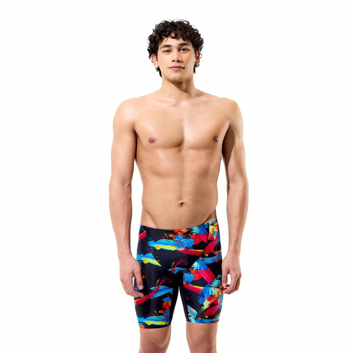Speedo Boys Fastskin Junior Endurance+ Max high-waisted jammers in Shock and Black, designed for competitive swimming.