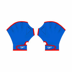 Speedo Aquatic Fitness Swim Gloves in blue and white, designed for water exercise and aquatic training.