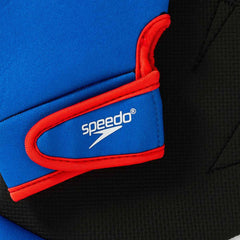 Speedo aquatic fitness swim gloves in blue and white, designed for swim training and water exercise.