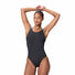 Speedo Womens Solid Boom Leaderback Swimsuit - Anthracite/Mayan Blue