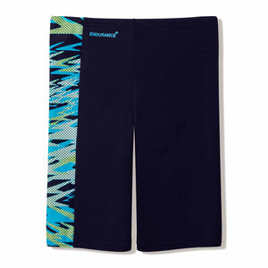 Speedo boys Hyperboom splice jammer in anthracite and hyper teal with a sleek, fitted design for competitive swimming.